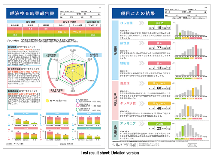 Test result sheet: Detailed version